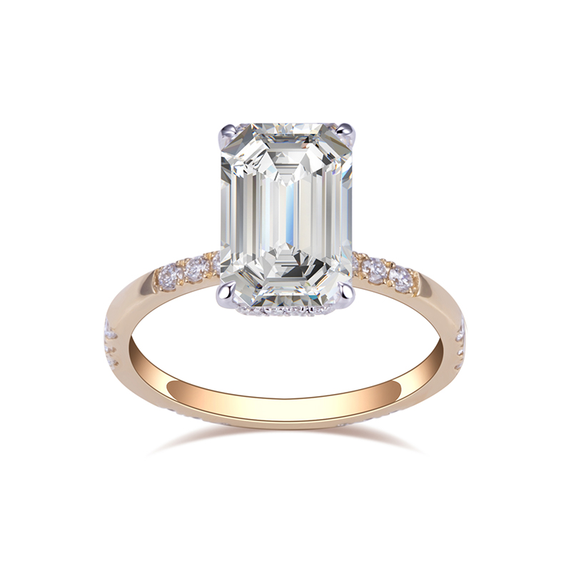 Bespoke Grand Emerald-Cut Pavé Ring