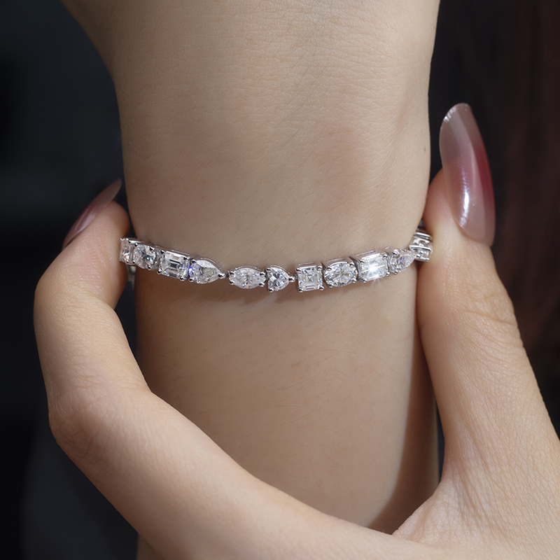 Mixed-Cut Diamond Line Bracelet, view 4